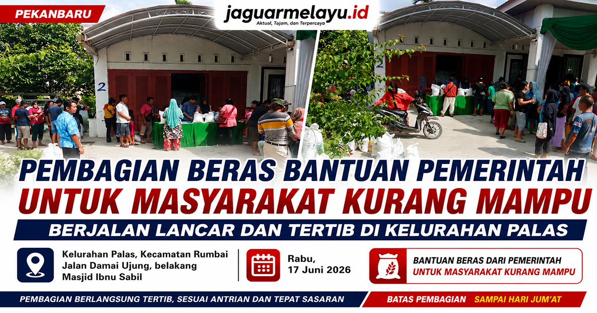 Pembagian Beras Bantuan Pemerintah untuk Masyarakat Kurang Mampu Berjalan Lancar di Kelurahan Palas